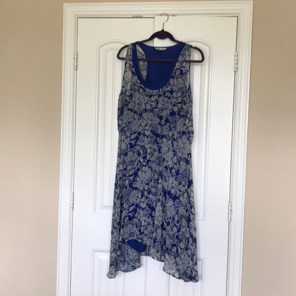 Blue floral midi tank dress